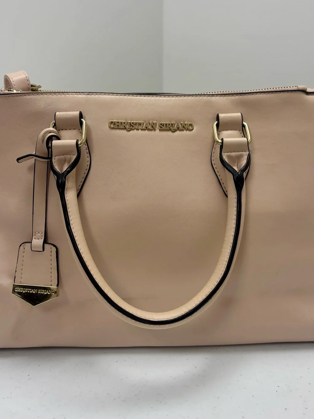 Christian Siriano Blush Beige Satchel with Gold Hardware